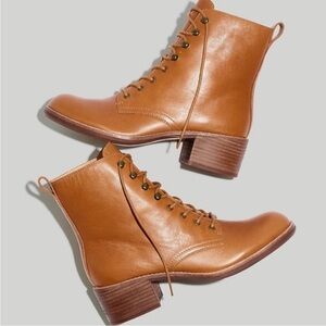 Madewell Patti Lace-up Boot in English saddle